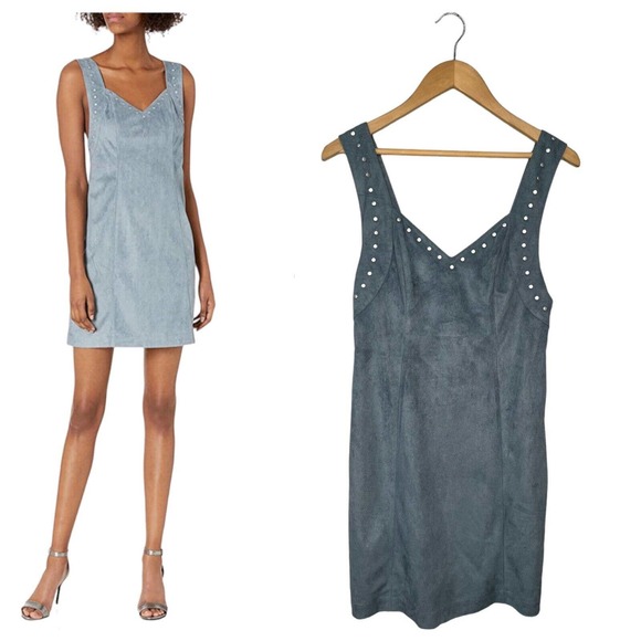 Somedays Lovin Dresses & Skirts - New Some Days Lovin Faux Suede Sleeveless Sweetheart Studded Dress Blue Small
